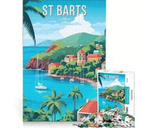 Jigsaw Puzzles for Adults1000 Piece St Barts Travel Poster, Educational Game, Challenging To Complete, Challenging Game Gifts 50x75cm