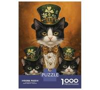 Jigsaw Puzzles for Adults1000 Piece St. Patricks Day Cats Portrait Adult Jigsaw Puzzle Hands-on Game Presents for Women for Birthday, Chrismas 52x38cm/1000pcs