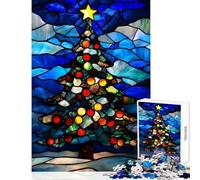 Jigsaw Puzzles for Adults1000 Piece Stained Glass Christmas Tree Cozy Family Gathering Enjoyment Unique Christmas Celebration Present (38x26cm)