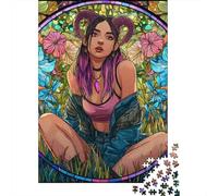 Jigsaw Puzzles for Adults1000 Piece Stained Glass Fantasy Woman Jigsaw for Adults Hands-on Game Wall Decoration for Birthday, Chrismas 70x50cm/1000pcs