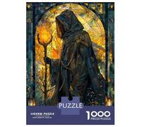 Jigsaw Puzzles for Adults1000 Piece Stained Glass Fire Wizard Adult Jigsaw Puzzle Hands-on Game Presents for Women for Birthday, Chrismas 70x50cm/1000pcs