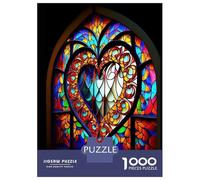 Jigsaw Puzzles for Adults1000 Piece Stained Glass Heart Jigsaw Puzzle Relax Games Difficult Challenge Stress Reduction Gifts 52x38cm/1000pcs