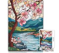 Jigsaw Puzzles for Adults1000 Piece Stained Glass Spring Landscape Brainteaser Family Games A Work of Art Secret Santa Gifts Size 38x52cm