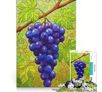 Jigsaw Puzzles for Adults1000 Piece Stained Glass Style Grape Illustration, Toy Wall Decor, Staycation Kill Time, Beautiful Design Game 38x52cm