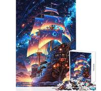 Jigsaw Puzzles for Adults1000 Piece Starbound Galleon︰ Voyage Beyond The Sky Practical Game Pattern Assembly Anti-Stress Toys Interesting Stress Reduction (50X75CM)