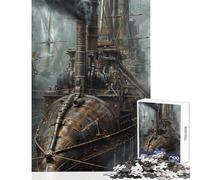 Jigsaw Puzzles for Adults1000 Piece Steampunk Airship DIY Toys Great Gift Relax Games with Matching Poster And Trivia Sheet Size 50x75cm