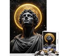 Jigsaw Puzzles for Adults1000 Piece Stone Head Ancient Sculpture With Stars And A Golden Halo Practical Game Pattern Assembly Anti-Stress Toys Interesting Stress Reduction (38X52CM)