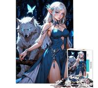 Jigsaw Puzzles for Adults1000 Piece Stunning Elf with Her Wolf 1000 Piece Jigsaws Toy Wall Decor Wall Decoration Christmas Birthday Gifts (50x75cm)