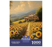 Jigsaw Puzzles for Adults1000 Piece Sunflower Field with A House Adult Jigsaw Puzzle Hands-on Game Presents for Women for Birthday, Chrismas 52x38cm/1000pcs