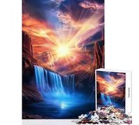 Jigsaw Puzzles for Adults1000 Piece Sunset Waterfall Puzzle For Teenagers Difficult Challenge Educational Challenge Great Gifts for Gaming (38x26cm)