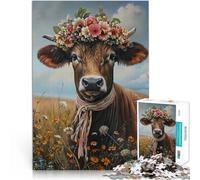 Jigsaw Puzzles for Adults1000 Piece “Swiss Cow Rural Farm” Made of wood，Suitable for ages 14 and up Toy Intellectual Game learning educational Gift。size：50x75cm/14.96x20.47inch