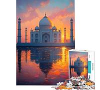 Jigsaw Puzzles for Adults1000 Piece Taj Mahal at Sunset Reflection Challenging To Complete Difficult Hard Handson Game Suitable for People Aged 14 And Above (50X75cm)