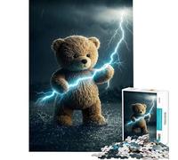 Jigsaw Puzzles for Adults1000 Piece Teddy Bear with Lightning Power Challenging To Complete Difficult Hard Handson Game Suitable for People Aged 14 And Above (38X26cm)