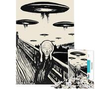 Jigsaw Puzzles for Adults1000 Piece The Scream Ufo Parody Fun at Home Activities, Home Art Decor Educational Games for 14+ Puzzle Game Offered (38x26cm)