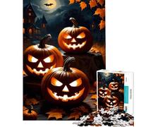 Jigsaw Puzzles for Adults1000 Piece Three Halloween Pumpkins Brain Teaser Game Toy Intellectual Game Birthday Gifts Difficult Hard (Size 38x52cm)