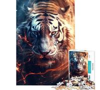 Jigsaw Puzzles for Adults1000 Piece Tiger And Flames Difficult And Challenge Presents for Women AntiStress Toys for Age 14+ Game (38X26cm)