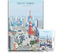 Jigsaw Puzzles for Adults1000 Piece Tokyo Tower Brainteaser Family Games Home Art Decor Anti-Stress Toys Size 50x75cm