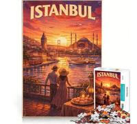 Jigsaw Puzzles for Adults1000 Piece Travel Poster Istanbul, Educational Game, Challenging To Complete, Challenging Game Gifts 38x26cm