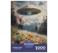 Jigsaw Puzzles for Adults1000 Piece UFO Over Flower Field Adult Jigsaw Puzzle Hands-on Game Presents for Women for Birthday, Chrismas 52x38cm/1000pcs