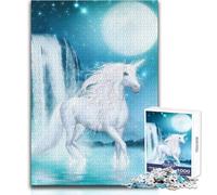 Jigsaw Puzzles for Adults1000 Piece Unicorn at The Waterfall Toy Intellectual Game Difficult Challenge Gifts Ideas Size 50x75cm