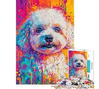 Jigsaw Puzzles for Adults1000 Piece Vibrant Dog Art Painting Jigsaw Puzzle 1000 Impossible Game Birthday Gifts Staycation Kill Time (Size 38x26cm)