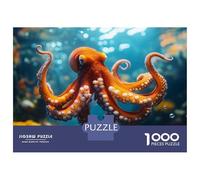 Jigsaw Puzzles for Adults1000 Piece Vibrant Orange Octopus Underwater Adult Jigsaw Puzzle Hands-on Game Presents for Women for Birthday, Chrismas 38x26cm/1000pcs