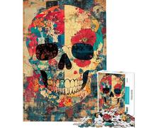 Jigsaw Puzzles for Adults1000 Piece Vibrant Skull Art Jigsaw Puzzle 1000 Impossible Game Birthday Gifts Staycation Kill Time (Size 38x52cm)