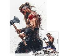 Jigsaw Puzzles for Adults1000 Piece Viking Warrior with Axe Home Decoration Toys Birthday Gifts Brain Teaser Game Train Your Brain And Hands Size 50x75cm