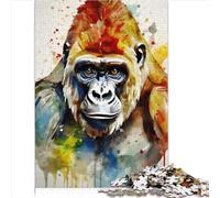 Jigsaw Puzzles for Adults1000 Piece Watercolor Painted Gorilla Puzzle for Adults Wooden Puzzles Jigsaw Puzzles for Adults Educational Game Challenge Toy 1000pcs (75x50cm)