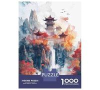 Jigsaw Puzzles for Adults1000 Piece Waterfall Asian Landscape Painting Jigsaw for Adults Anti-Stress Toys A Work of Art for Birthday, Chrismas 52x38cm/1000pcs