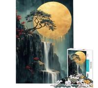 Jigsaw Puzzles for Adults1000 Piece Waterfall Under Moon Challenging To Complete Difficult Hard Handson Game Suitable for People Aged 14 And Above (50X75cm)