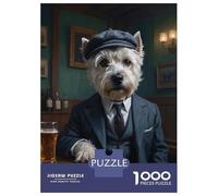 Jigsaw Puzzles for Adults1000 Piece West Highland Terrier Dog in Suit at The Pub Adult Jigsaw Puzzle Brain Teaser Game For Family Fun Stress Reduction Gifts 38x26cm/1000pcs