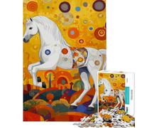 Jigsaw Puzzles for Adults1000 Piece White Carousel Horse 1000 Piece Jigsaws Toy Wall Decor Wall Decoration Christmas Birthday Gifts (38x26cm)