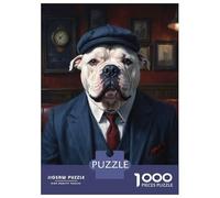Jigsaw Puzzles for Adults1000 Piece White XL Bully Dog Wearing A Suit in The Pub Adult Jigsaw Puzzle Relaxing Games Staycation Kill Time for Birthday, Chrismas 70x50cm/1000pcs