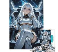 Jigsaw Puzzles for Adults1000 Piece WhiteHaired Anime Girl in Spaceship Difficult And Challenge Presents for Women AntiStress Toys for Age 14+ Game (38X52cm)