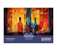 Jigsaw Puzzles for Adults1000 Piece Wine Bottles Stained Glass Window Adult Jigsaw Puzzle Relaxing Games Staycation Kill Time for Birthday, Chrismas 38x26cm/1000pcs