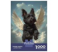 Jigsaw Puzzles for Adults1000 Piece Winged Black Dog in The Sky Pet Memorial Art Adult Jigsaw Puzzle Toy Wall Decor Precision Cutting Deal As Gifts for The Whole Family 70x50cm/1000pcs