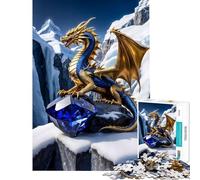 Jigsaw Puzzles for Adults1000 Piece Winter Blue Gold Dragon Difficult And Challenge Presents for Women AntiStress Toys for Age 14+ Game (50X75cm)