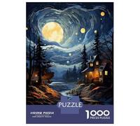 Jigsaw Puzzles for Adults1000 Piece Winter Night Cabin Scene Jigsaw for Adults Family Games Analysis And Logic Deal As Gifts for The Whole Family 38x26cm/1000pcs