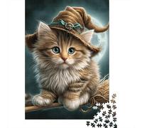 Jigsaw Puzzles for Adults1000 Piece Witch Cat Broomstick Halloween Jigsaw for Adults Family Games Analysis And Logic Deal As Gifts for The Whole Family 70x50cm/1000pcs