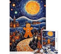Jigsaw Puzzles for Adults1000 Piece Xmas Gingerbread Man Practical Game Pattern Assembly Anti-Stress Toys Interesting Stress Reduction (50X75CM)