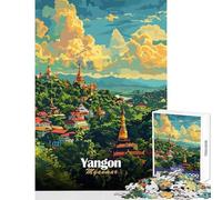 Jigsaw Puzzles for Adults1000 Piece Yangon, Myanmar Cityscape Cozy Family Gathering Enjoyment Unique Christmas Celebration Present (38x26cm)