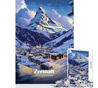 Jigsaw Puzzles for Adults1000 Piece Zermatt Switzerland Mountain Village Jigsaw 1000 Pieces Relaxing Games Secret Santa Gifts Tough Challenge (50x75cm)