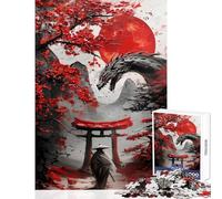 Jigsaw Puzzles for Adults1000 Pieces Abstract Samurai Torii Gate Dragon 1000 Jigsaw Puzzle Relaxing Games Gifts for Women Men Tough Challenge (50x75cm)
