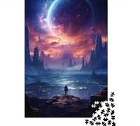 Jigsaw Puzzles for Adults1000 Pieces Alien Landscape with Giant Planet Adult Jigsaw Puzzle Fun Games Hand Speed Race Challenging Game Gifts 38x26cm/1000pcs