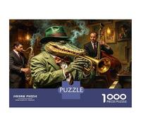 Jigsaw Puzzles for Adults1000 Pieces Alligator Playing Trumpet Teenager Puzzles Relax Games A Work of Art Unique Birthday And Xmas Gifts 38x26cm/1000pcs