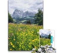 Jigsaw Puzzles for Adults1000 Pieces Alpine Meadow with Mountain Backdrop Tough Challenge Birthday Gifts for Ages 14 And over 38x52cm