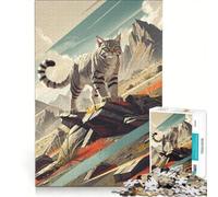 Jigsaw Puzzles for Adults1000 Pieces Andean Mountain Cat, Family Games, Stress Reliever, with Matching Poster And Trivia Sheet 50x75cm