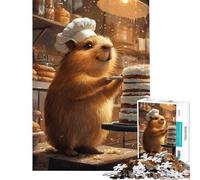 Jigsaw Puzzles for Adults1000 Pieces Animal Capybara Chef Decorating Cake Cat Fun Activities at Home For Family Fun Educational Game for And from 14 Years And over (50x75cm)