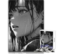 Jigsaw Puzzles for Adults1000 Pieces Anime Girl Crying in Rain Beautiful Design Game Perfect Decoration Anti-Stress Toys Size 38x52cm